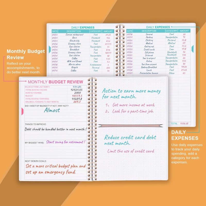 Nokingo Budget Planner - Monthly Finance Organizer with Expense Tracker Notebook to Manage Your Money Effectively  Undated Finance Planner/Account Book  Start Anytime  1 Year Use  A5  Yellow Flower - Image 3